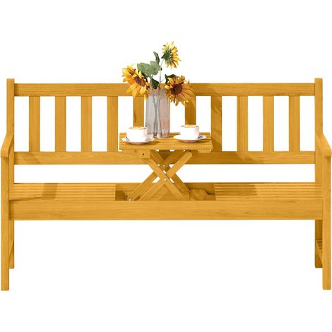 2-Sitzer Gartenbank Holz, wetterfest Sitzbank mit Rücken- & Armlehnen 320kg belast 149x56,5x89cm, Teak