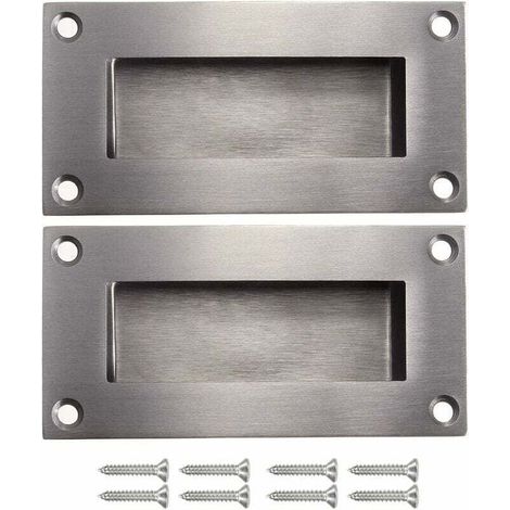Poignées de porte poignée cachée poignée remplaçable pour porte coulissantes sans manche, Anticollision rectangulaires simple mais à la mode en acier inoxydable brossé satiné 2 pièces (1/5)