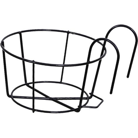 Geländer-Pflanzgefäße, Blumentopfhalter, rund, Zaun, Regal, Behälter, Eisenkunst, Hängekörbe, Eisenkunst, Halterung für Balkon, Terrasse, Veranda im Freien, Schwarz, 12 cm