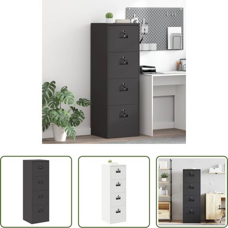Schrank - Aktenschrank Schwarz 45,5 x 42 x 139 cm Kaltgewalzter Stahl (1/5)
