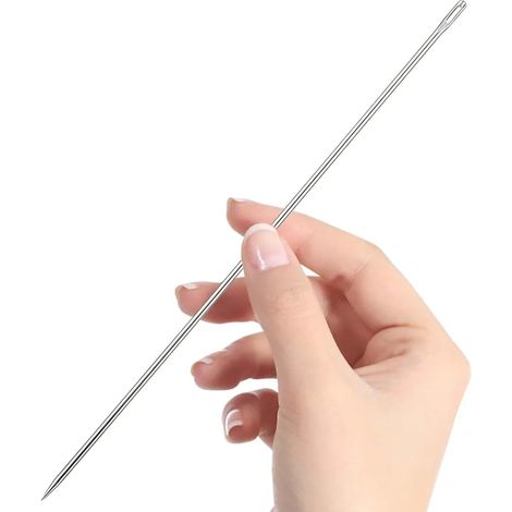 Aiguille à gros chas, 25 cm de long - aiguille professionnelle pour vêtements, facile à enfiler, 3 mm d'épaisseur - pour la broderie, la tapisserie, le cuir et les tapis. (1/3)
