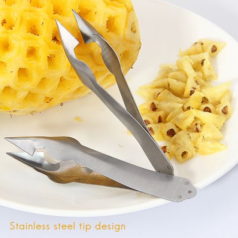 Lot de 2 éplucheurs d'ananas en acier inoxydable, pinces de découpe pour la cuisine (1/5)