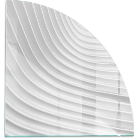 Funkenschutzplatte für Kamin Hitzeschutz Schutzplatte Hartglas Dekorative Glasbodenplatte Wellen aus zarten Linien 1/4 100x100 cm