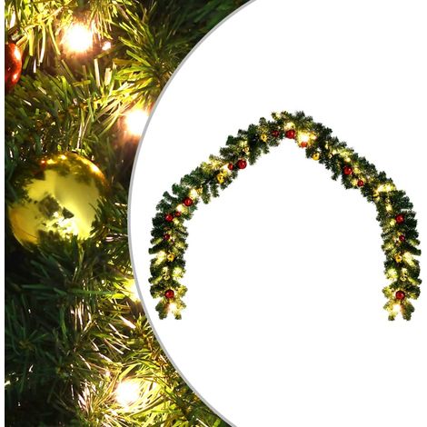 Weihnachtsgirlande mit Kugeln und LED-Leuchten,Weihnachtskranz,Weihnachtsdekoration für Innen und Außen 5 m CIW84052 (1/5)
