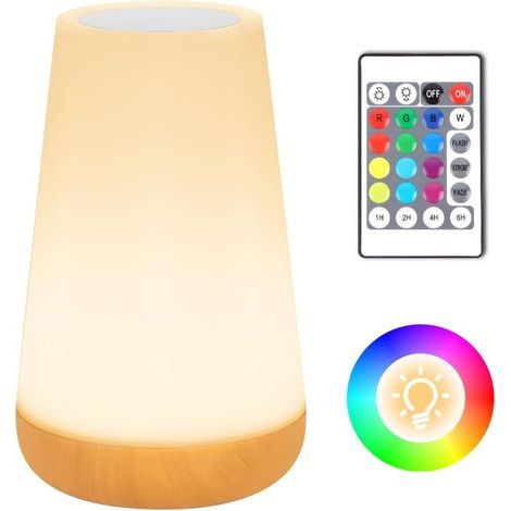 LED Night Light, 13 RGB Colors, Touch and Remote Control, Timer, USB Rechargeable, for Bedroom and Living Room (1/5)