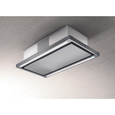 Elica – Hotte plafond 90cm inox – Aspiration périmétrale – 3 vitesses + Booster – Télécommande incluse – Filtre à graisses et charbon fournis (1/5)