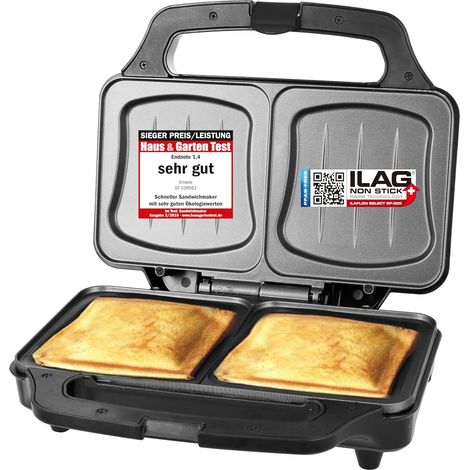 Appareil à croque-monsieur, pour toutes les tailles de sandwichs, sans BPA, grande forme de coquille, facile à nettoyer, le fromage ne coule pas, 900 W. (1/5)