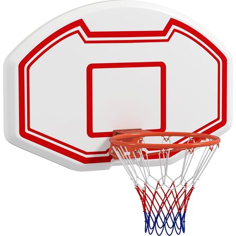 GOPLUS Panier de Basket Mural, Panneau Arrière en PE, Filet Résistant aux Déchirures & Anneau 45CM, Panier de Basket Fixer au Mur pour Intérieur Extérieur (1/5)