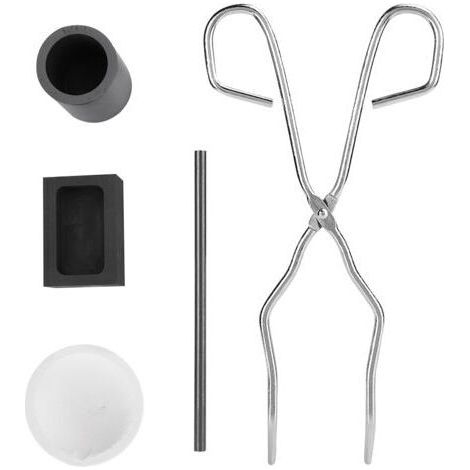 FENOPLASTICAKit d'outils de fusion du graphite en 5 pièces : bol en quartz, longues pinces, creuset, auge, tige de brassage et four de forgeage. (1/5)