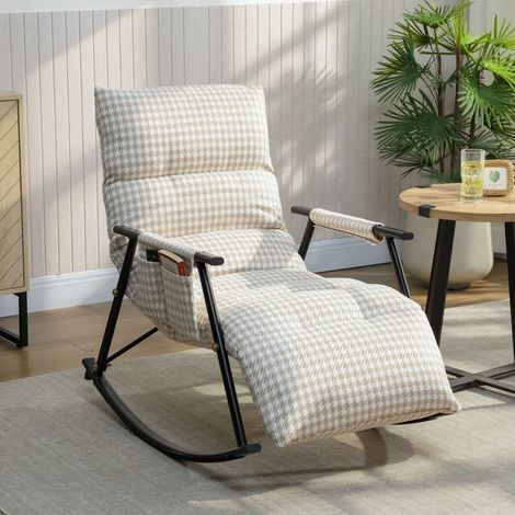 Silla Mecedora con Respaldo y Reposapiés Ajustables Mecedora Sillón Balancín Tapizado en Lino 62x100x89 cm Gris
