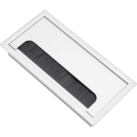 Passe Cables Encastrables Bureau, Sortie de Câble pour Encastrer sur Table de Bureau, Organisateur de Cables, avec Joint Brosse, Argent, 160x80mm (1/5)