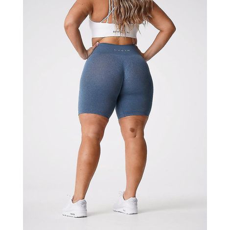 Nahtlose Profi-Shorts aus Spandex für Damen, Fitness, elastisch, atmungsaktiv, mit Hüftlift, Freizeit, Sport, Laufen – Größe M – Dunkelblau (1/5)