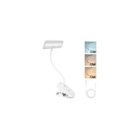 Lampe de Lecture Rechargeable LED 3 Couleurs, Luminosité Réglable, Protection des Yeux, Lampe Flexible (1/5)