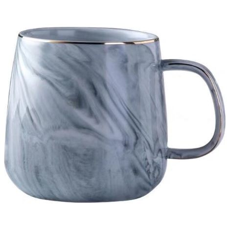 Mug en céramique plaqué or à motif marbre de luxe avec anse, rose et gris, idéal pour les couples. Cadeau idéal pour la maison. 1 pièce. (1/5)