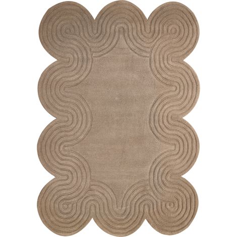 Alfombra de lana hecha a mano forma irregular moderno 160 x 230 cm gris pardo Malvan (1/5)