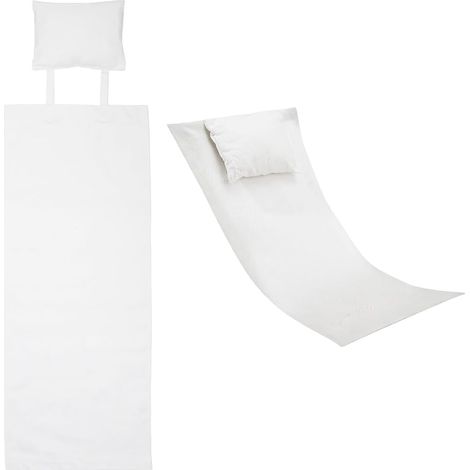 Chaise de Plage en Coton de Remplacement, Toile à Motif Beige, Chaise Longue en Tissu Toile Écharpe Inclinable de Remplacement avec Oreiller pour Bain de Soleil, Jardin, Cour (1/5)