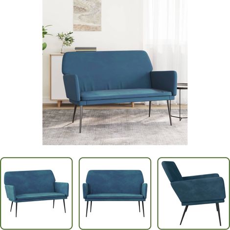 vidaXL Wohnzimmerbank - Sitzbank Blau 108x79x79 cm Samt (1/5)