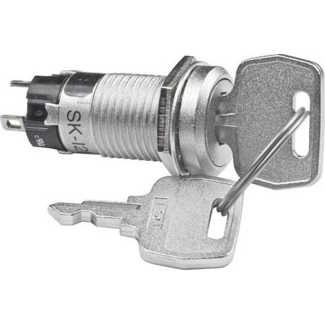 Commutateur À Clé - 250 V/AC 1 A - On/Off/On - Montage 12 mm - Métal - 1 Pièce (1/2)