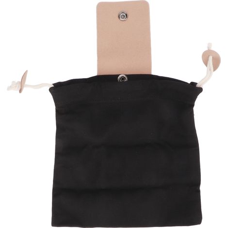 Sac de cueillette en toile et cuir PU noir, pliable avec boucle métal, grande capacité pour camping randonnée (1/4)