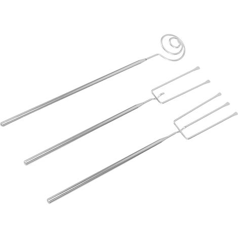Set de 3 fourchettes à trempette au chocolat et à fondue au fromage en inox, avec des modèles à spirale, à deux dents et à trois dents (1/5)