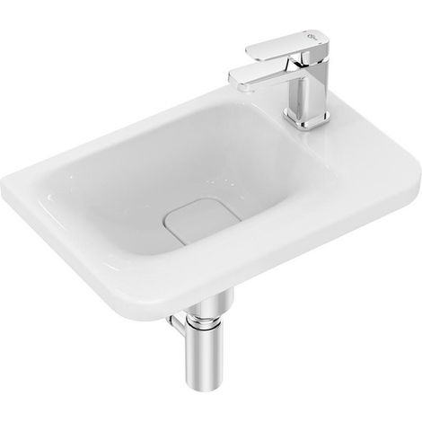 Lavabo TONIC II 460 x 310 mm, balda a la derecha, con IdealFl blanco IDEAL STANDARD