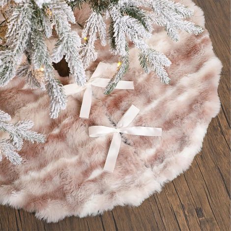 Jupe de sapin de Noël bicolore en peluche à bulles, tapis décoratif, résistante aux taches (couleur sur l'image), 90 cm