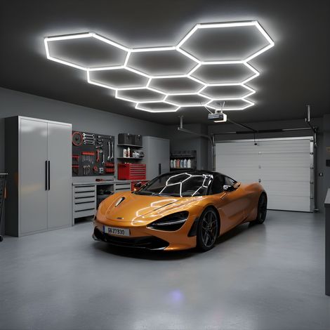 Luci Led Esagonali Soffitto Garage Lampada 14 Esagoni Nido d'Ape 399w 6500K