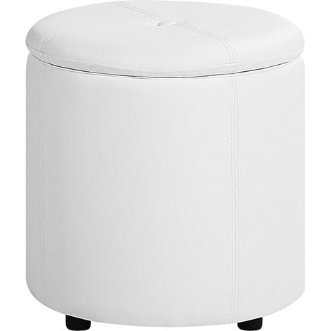 Puf blanco de piel sintética 40 x 38 cm con almacenamiento glamour Maryland