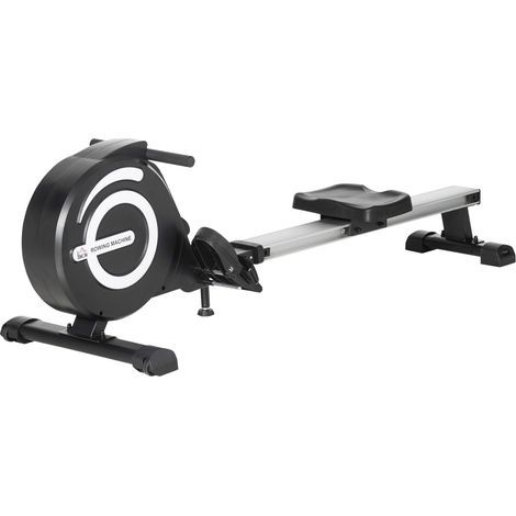 Máquina de remo para casa, máquina de remo plegable con sistema de freno magnético de 8 niveles, pantalla LCD, para entrenamiento de cuerpo completo, aluminio, negro