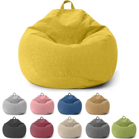 Pouf pour enfants et adultes - Housse uniquement (sans rembourrage) - Pouf pour chambre à coucher, bureau, salon, terrasse - Jaune - 100 x 120 cm (1/5)