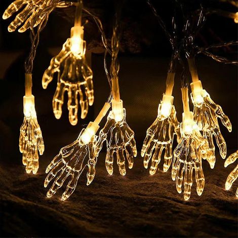 LED-Halloween-Dekoration – Lichterkette mit Skeletthänden – Kleine bunte Lichter (1/5)
