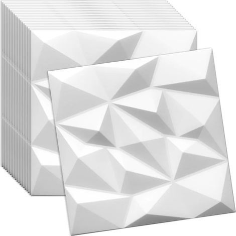Verdico 3D Wandpaneele Weiß – Deckenpaneele 50x50 cm – Set 24 Stück (6 m²) – Wandverkleidung innen zum Kleben – leichtes Styropor