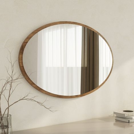 Trens Spiegel, Ovalform, Wandtyp, Rahmenfarbe Transparent, 60x90h cm, Walnussbraun (1/4)