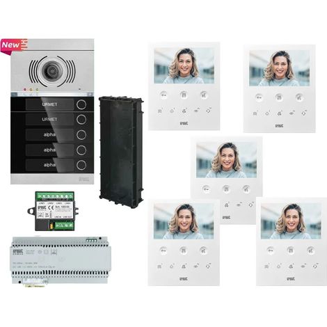 KIT VIDEOCITOFONO URMET VOG5 5 FAMIGLIE ALPHA INCASSO 1760/6