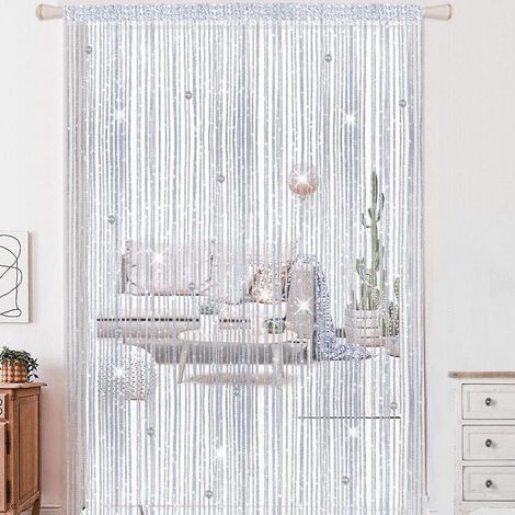 rideau de perles - x cm cristal porte Décoration d'intérieur fils 1 100 200 argentées (1/5)