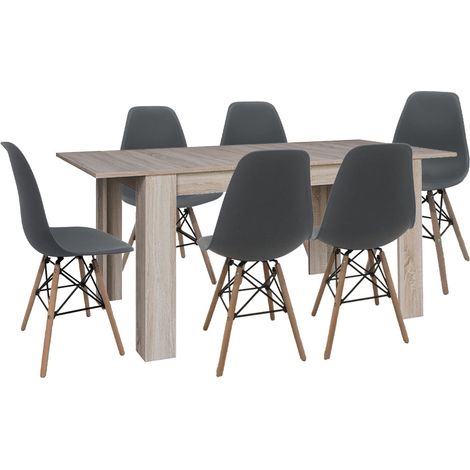 Mesa Extensible de Comedor o Cocina + 6 Sillas Estilo Nordico (1/5)