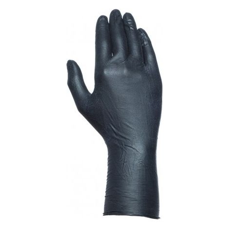572NR/8 GUANTE NITRILO SIN POLVO AMBIDEXTROS EXTRAGRUESO Y EXTRALARGO NEGRO CLORINADO A - JUBA