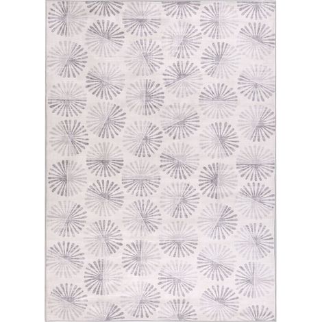 Area Rug Off-White Fabric 160 x 230 cm Modern Abstract Pattern Hallway For Underfloor Heating Anti-Slip Bottom CATAK