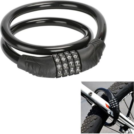 (60 cm) Fahrradschloss mit vierstelligem Code, tragbares Diebstahlschutz-Mountainbike-Schloss für Fahrräder, Elektroroller, Fahrräder und Anhänger