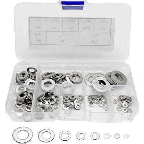 Rondelles Plates En Avec Tailles M2/M25/M3/M4/M5/M6/M8/M10 Pour La Décoration 180 pièces 9 5 Acier Inoxydable (1/5)