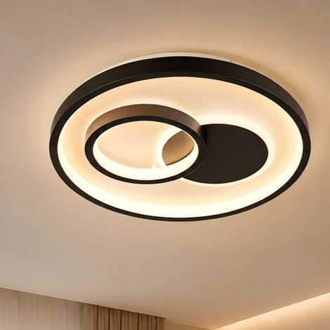 Plafoniera LED rotonda ad anello 30 cm, 30 W 3000 lm, 3 temperature colore, funzione memoria, in alluminio, nera, per soggiorno, camera e cucina (1/5)