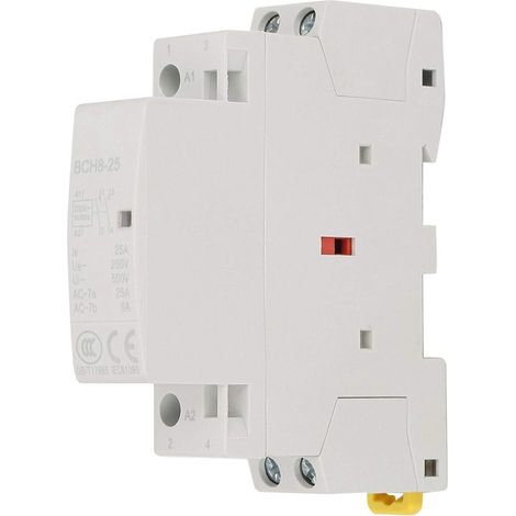 Contacteur AC, 2P 25A 220V/230V 2NO 50/60HZ Contacteur AC domestique sur rail DIN pour compresseur AC et applications électriques (1/5)