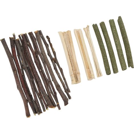 Ensemble de jouets à mâcher pour hamster, sans danger et non toxique : branches de pommier, bâtonnets d'herbe et bâtonnets de bambou sucrés (100 g). (1/5)