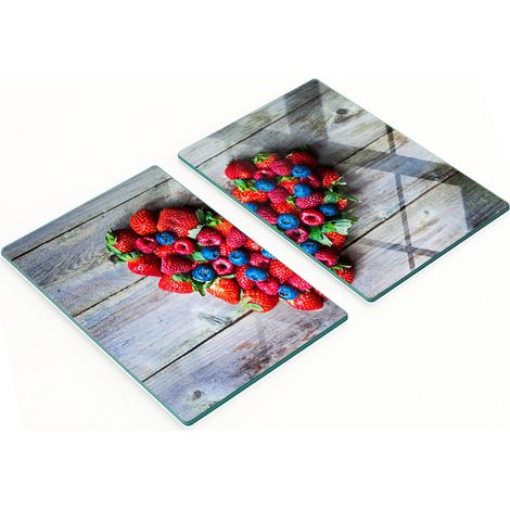 Dekorative Servierbretter aus Glas für Snacks, Herz- und Obstmotiv, 2 x 40 x 52 cm (1/5)