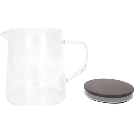Cafetière avec couvercle, en verre résistant à la chaleur, avec poignée isolante, idéale pour le thé, le lait et les jus (500 ml). (1/5)