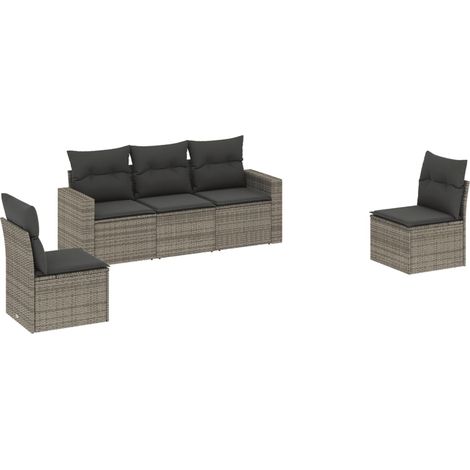 Maison Exclusive - 5-tlg. Garten-Sofagarnitur mit Kissen Grau Pol