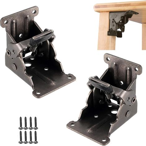 Lot de 2 charnières autobloquantes invisibles, table rabattable charnières lnvisibles, rabattables pour table, chaise et placard - noir (1/5)