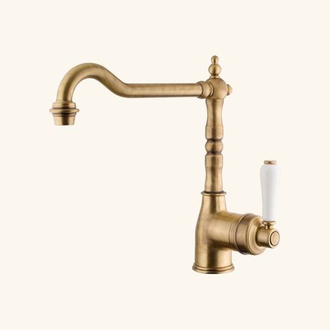 Robinet vintage vieux bronze – Hauteur sous bec 205 mm – Bec coudé – Débit 13 l/min – Cartouche à disque céramique – Chambord (1/5)
