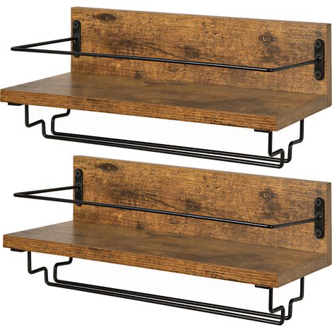 Levede Wall Wine Rack With Glass Holder Floating Wine Shelf Home Bar Storage 2PC (1/5)