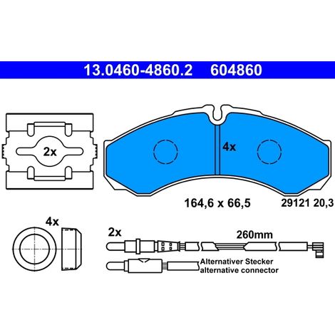 Kit de plaquettes de frein, frein à disque ATE 13.0460-4860.2 RENAULT